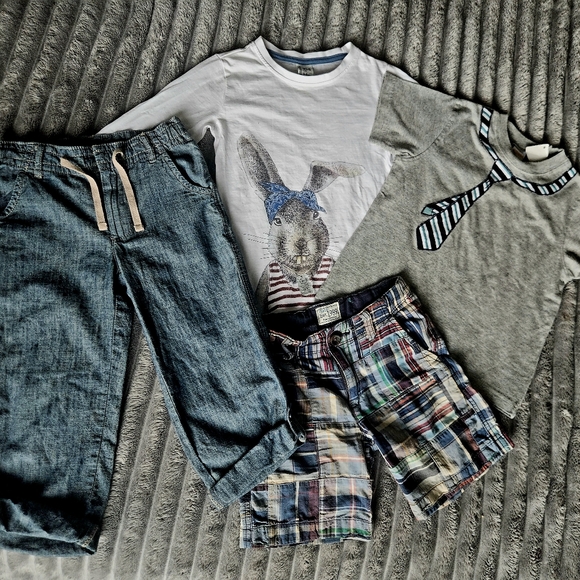 Gap Kids Easter bundle Cool Bunny Longsleve, T- Shirt, Shorts, Linen 4t - Picture 3 of 6